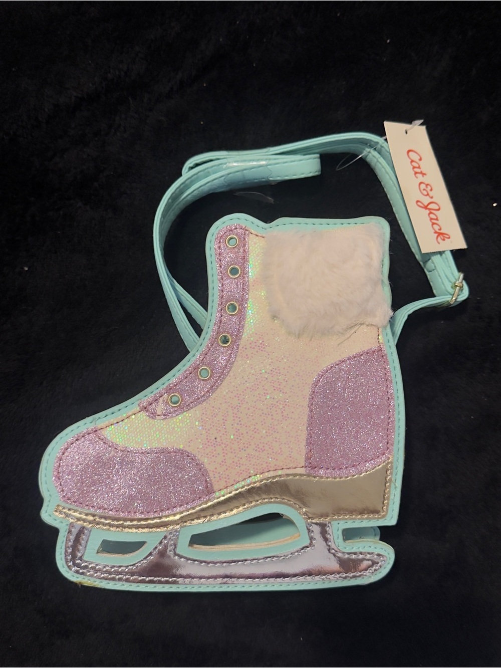 Cat & Jack Mint and Pink Glitter Ice Skate Crossbody